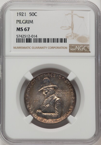 1921 50C Pilgrim, MS 67 NGC