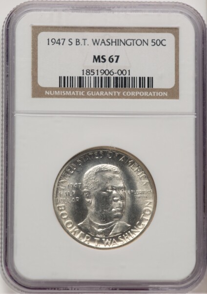 1947-S 50C Booker T. Washington, MS 67 NGC