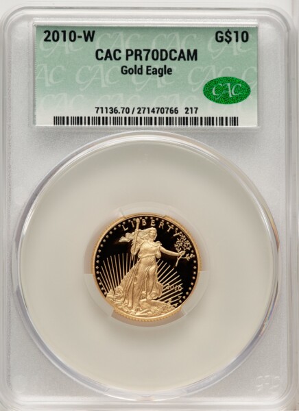 2010-W $10 Quarter-Ounce Gold Eagle, PR DC 70 CACG