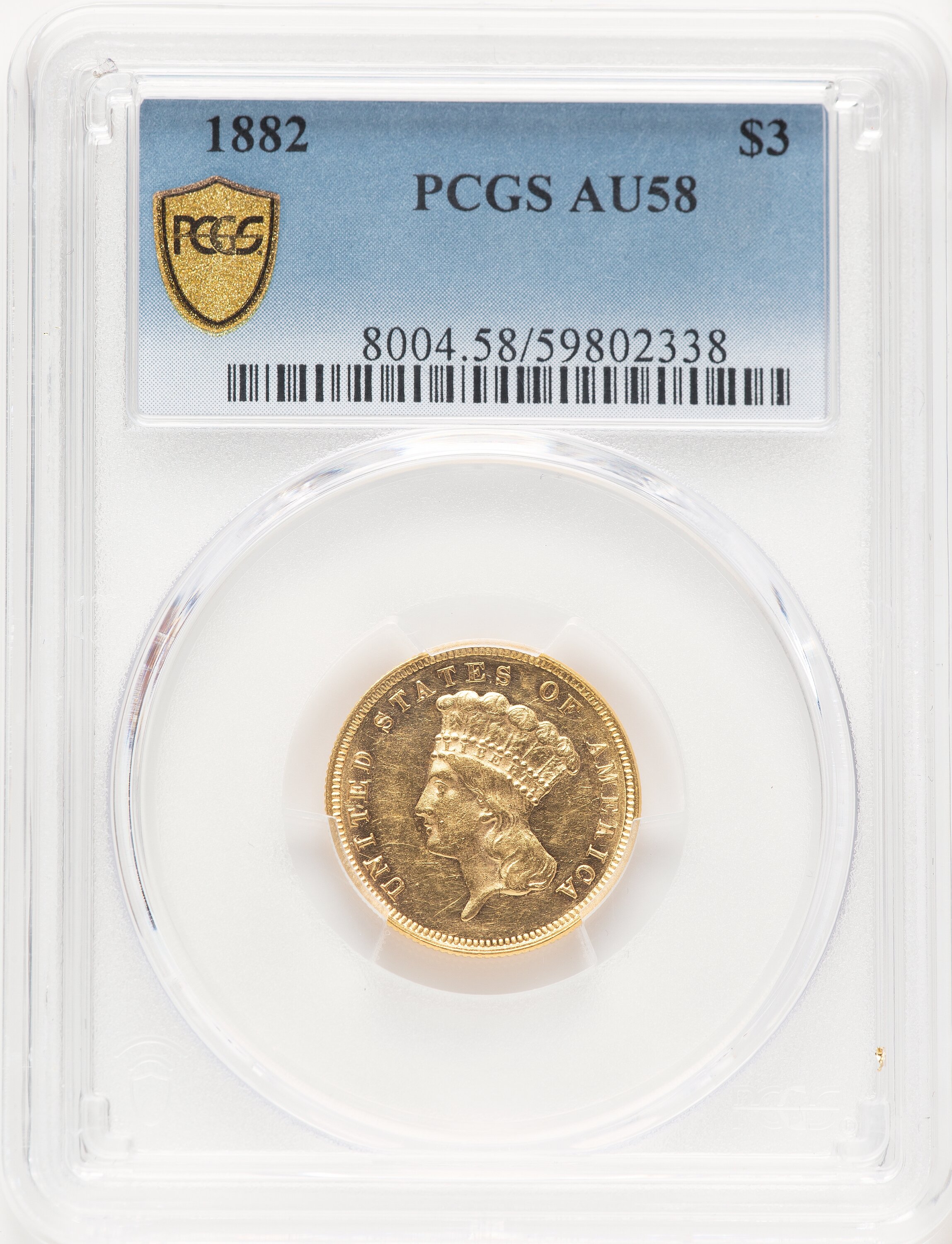 1882 $3 PCGS Secure 58 PCGS