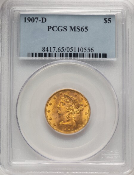 1907-D $5 65 PCGS