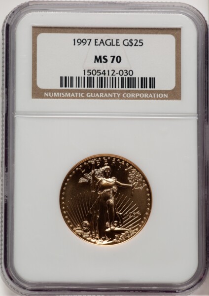 1997 $25 Half-Ounce Gold Eagle, MS Brown Label 70 NGC