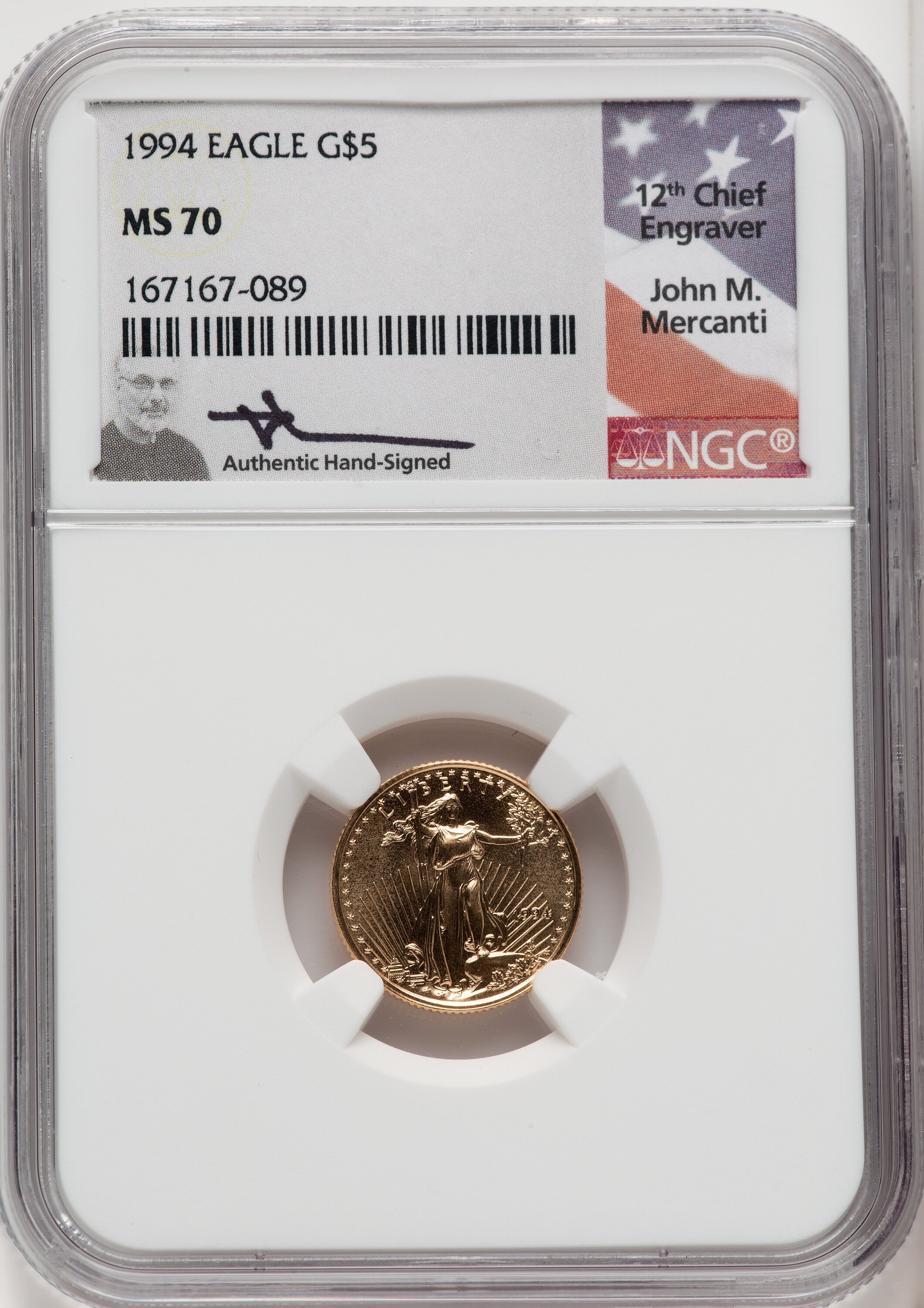 1994 $5 Tenth-Ounce Gold Eagle, MS 70 NGC