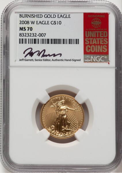 2008-W $10 Quarter-Ounce Gold Eagle, MS Jeff Garrett Red Book 70 NGC