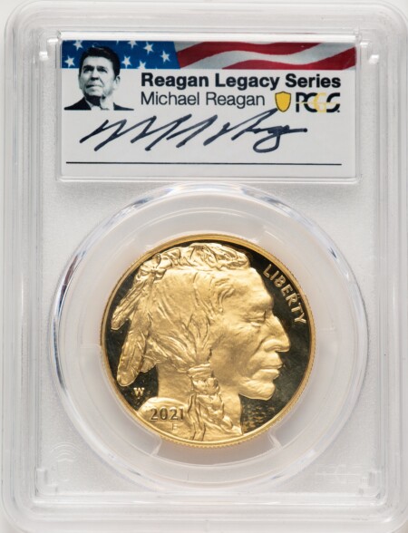 2021-W G$50 Gold Buffalo, FDI Reagan Legacy Series, PR DCAM FDI Reagan Legacy Series Michael Reagan Picture 70 PCGS