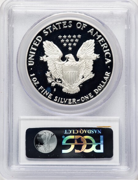 1986-S Proof Silver Eagle 1 oz Blue Gradient 70 PCGS