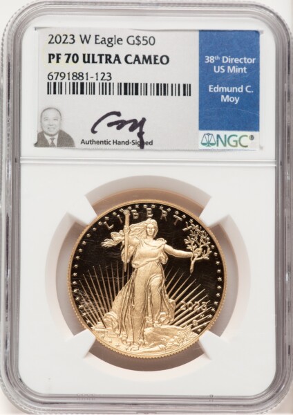2023-W Proof Gold Eagle 1 oz Ed Moy 70 NGC