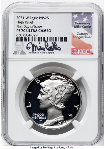 2021-W Palladium Eagle 1 oz, PR FDI Mike Castle 70 NGC