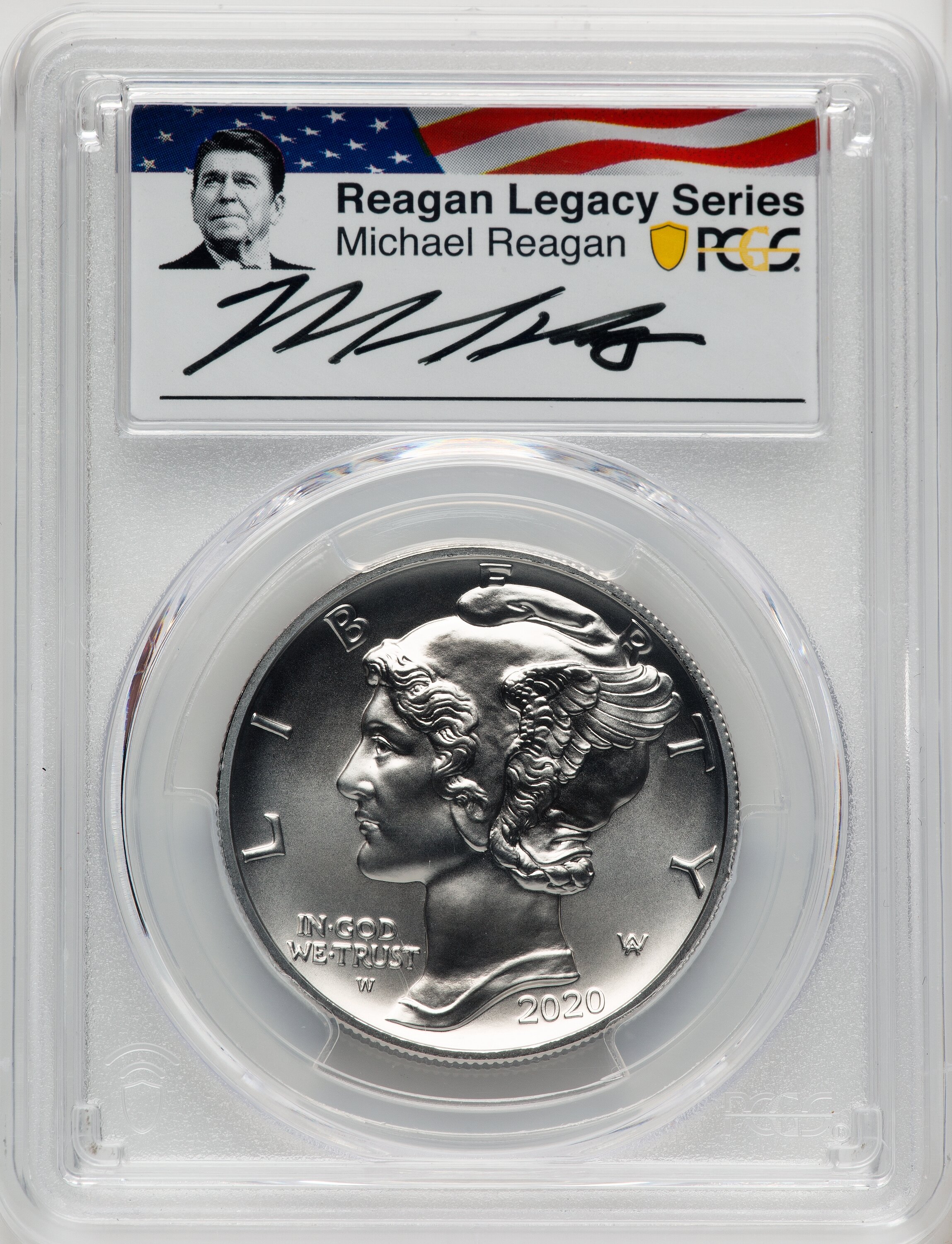 2020-W Palladium Eagle 1 oz Burnished FDI Reagan Legacy Series Michael Reagan Picture 70 PCGS