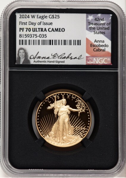 2024-W Proof Gold Eagle 1/2 oz FDI Anna Cabral Blk Core 70 NGC