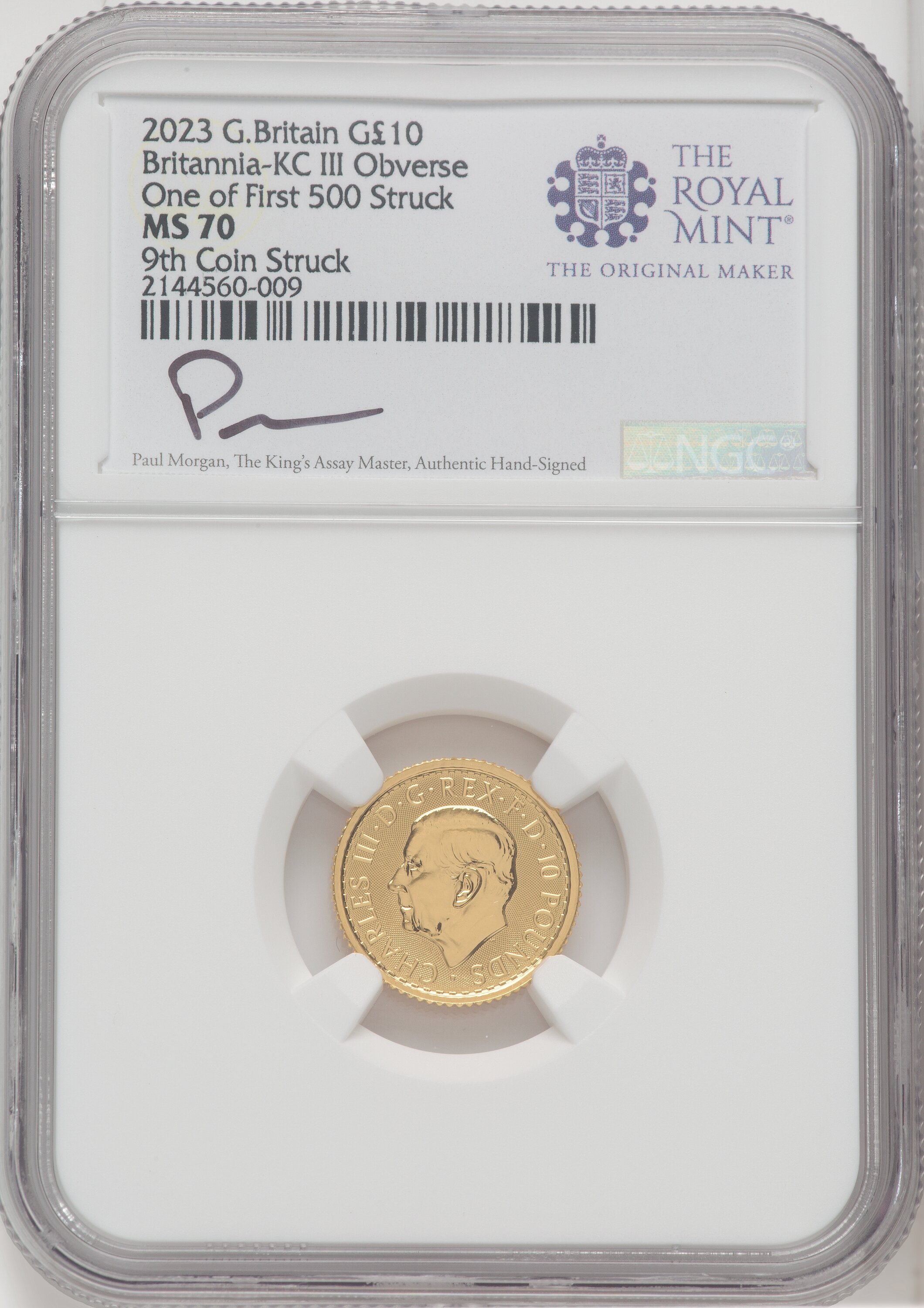 2023 G.B. G10 BRITANNIA-KC III OBVERSE 9TH COIN STRUCK 70 NGC