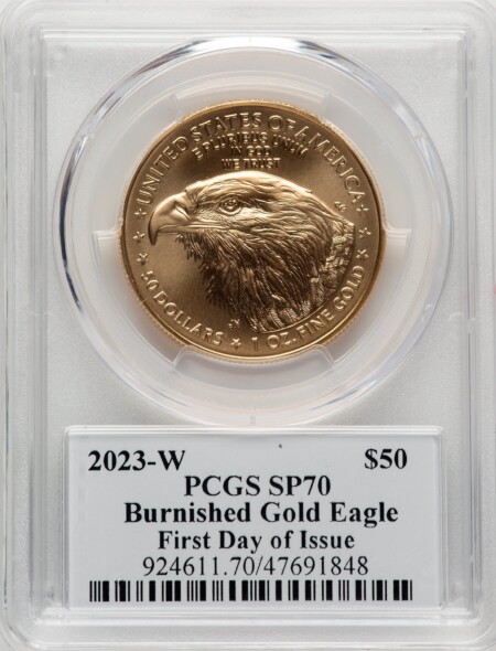 2023-W Burnished Gold Eagle 1 oz FDI David Hall 70 PCGS