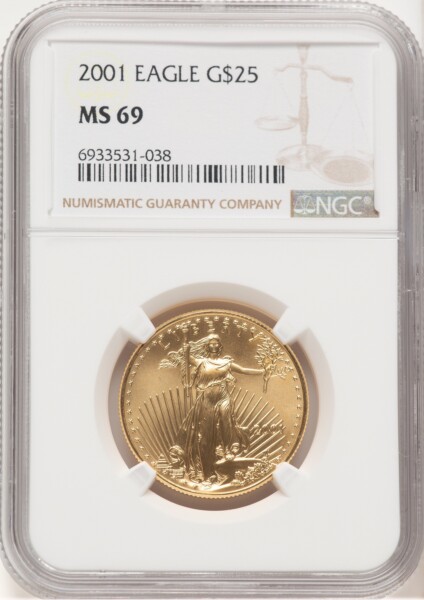 2001 Gold Eagle 1/2 oz Brown Label 69 NGC