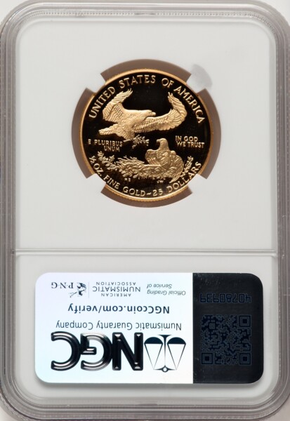 1996-W $25 Half-Ounce Gold Eagle, DC Brown Label 70 NGC