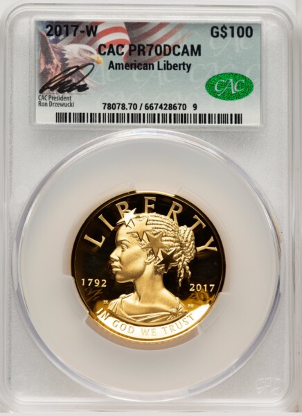 2017-W G$100 American Liberty High Relief, DC Ron Drzewucki 70 CACG