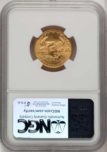 2001 $10 Quarter-Ounce Gold Eagle, MS Brown Label 70 NGC