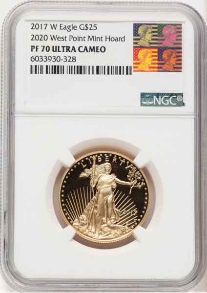 2017-W Proof Gold Eagle 1/2 oz 2020 West Point Mint Hoard Reagan Bust Art 70 NGC
