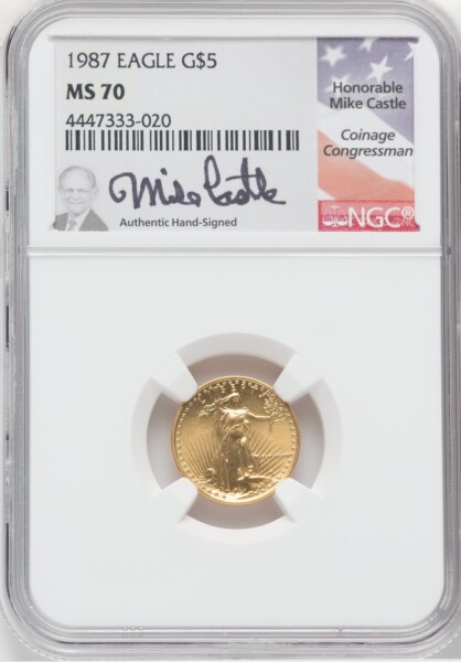 1987 $5 Tenth-Ounce Gold Eagle, MS 70 NGC