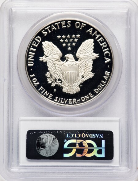 1987-S Proof Silver Eagle 1 oz Blue Gradient 70 PCGS