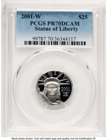 2001-W Proof Platinum Eagle 1/4 oz Blue Gradient 70 PCGS