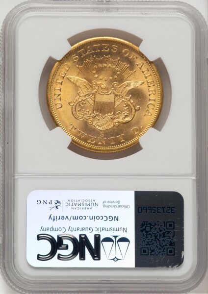1857-S $20 66 NGC