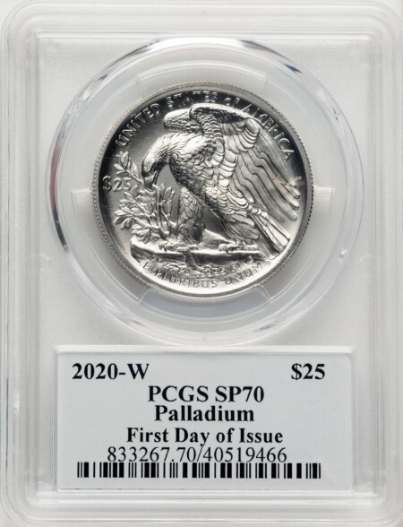 2020-W Palladium Eagle 1 oz Burnished FDI Gary Whitley 70 PCGS