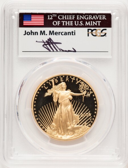 2006-W Proof Gold Eagle 1 oz John Mercanti 70 PCGS