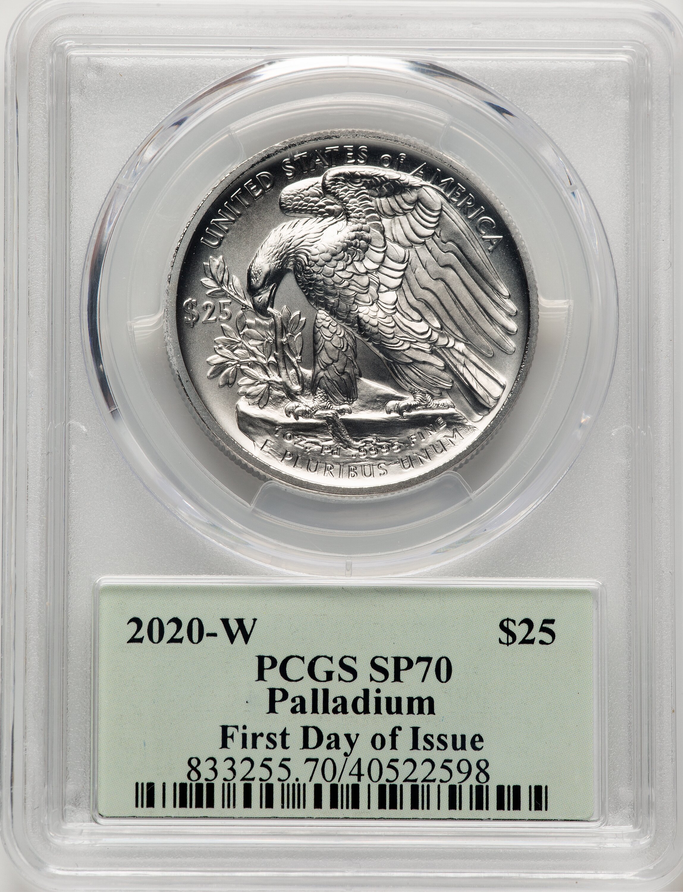 2020-W Palladium Eagle 1 oz Burnished FDI Thomas Cleveland 70 PCGS