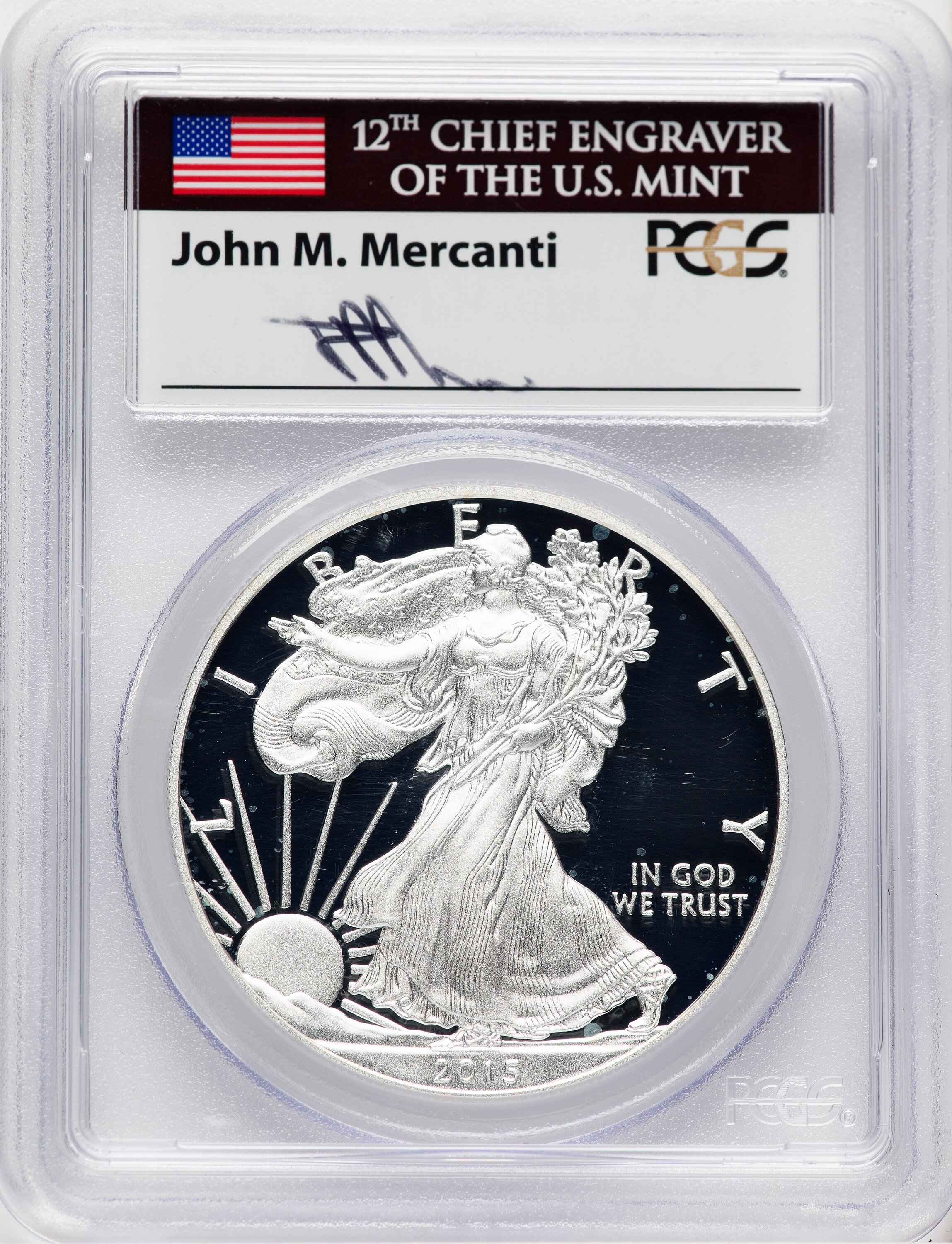 2015-W Proof Silver Eagle 1 oz FDI John Mercanti Florida FUN 70 PCGS
