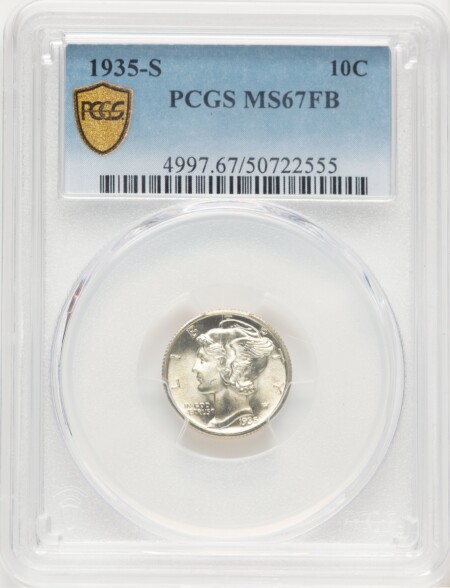 1935-S 10C, FB PCGS Secure 67 PCGS