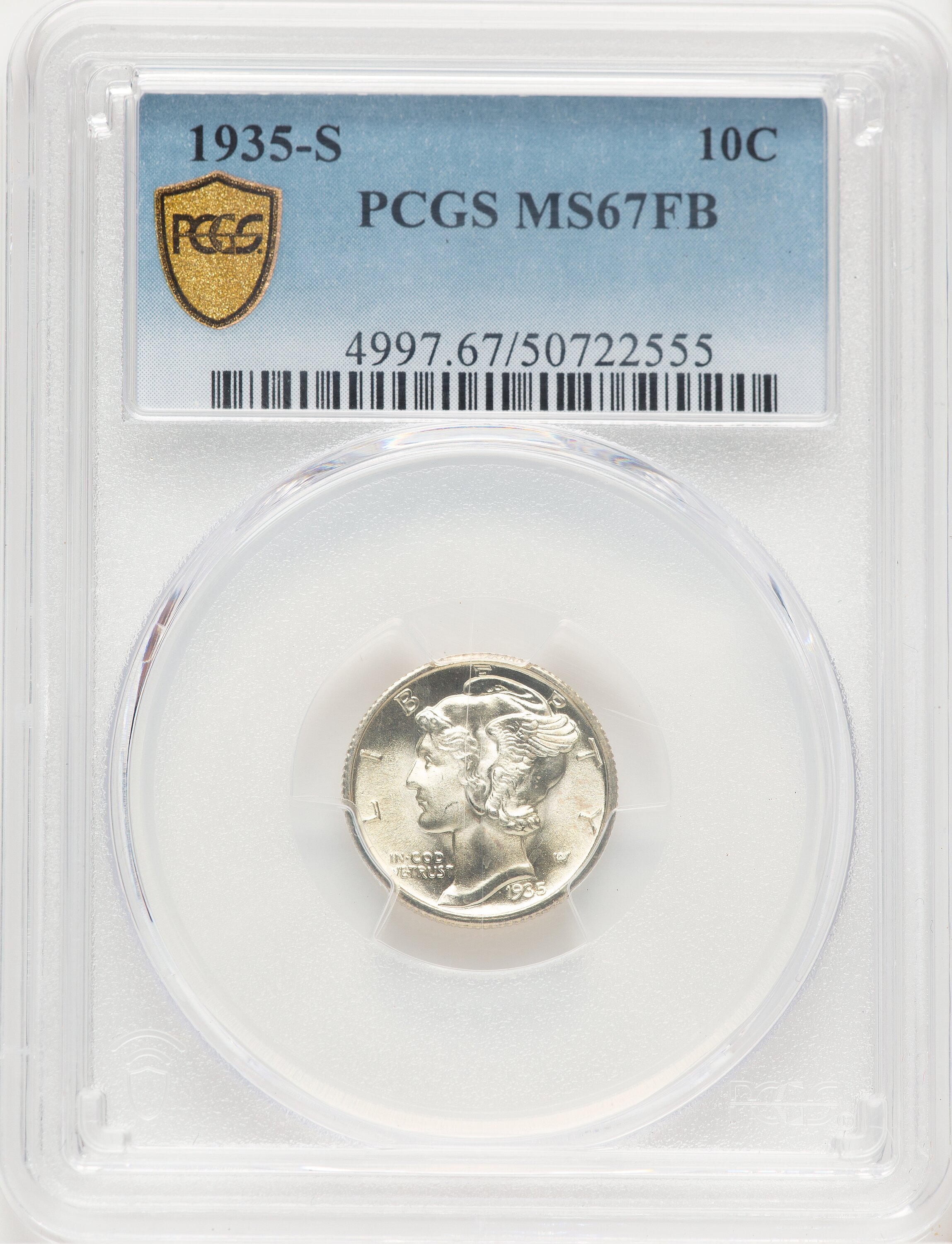 1935-S 10C, FB PCGS Secure 67 PCGS