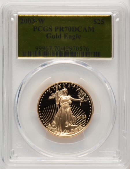 2003-W $25 Half-Ounce Gold Eagle, DC Gold Foil 70 PCGS