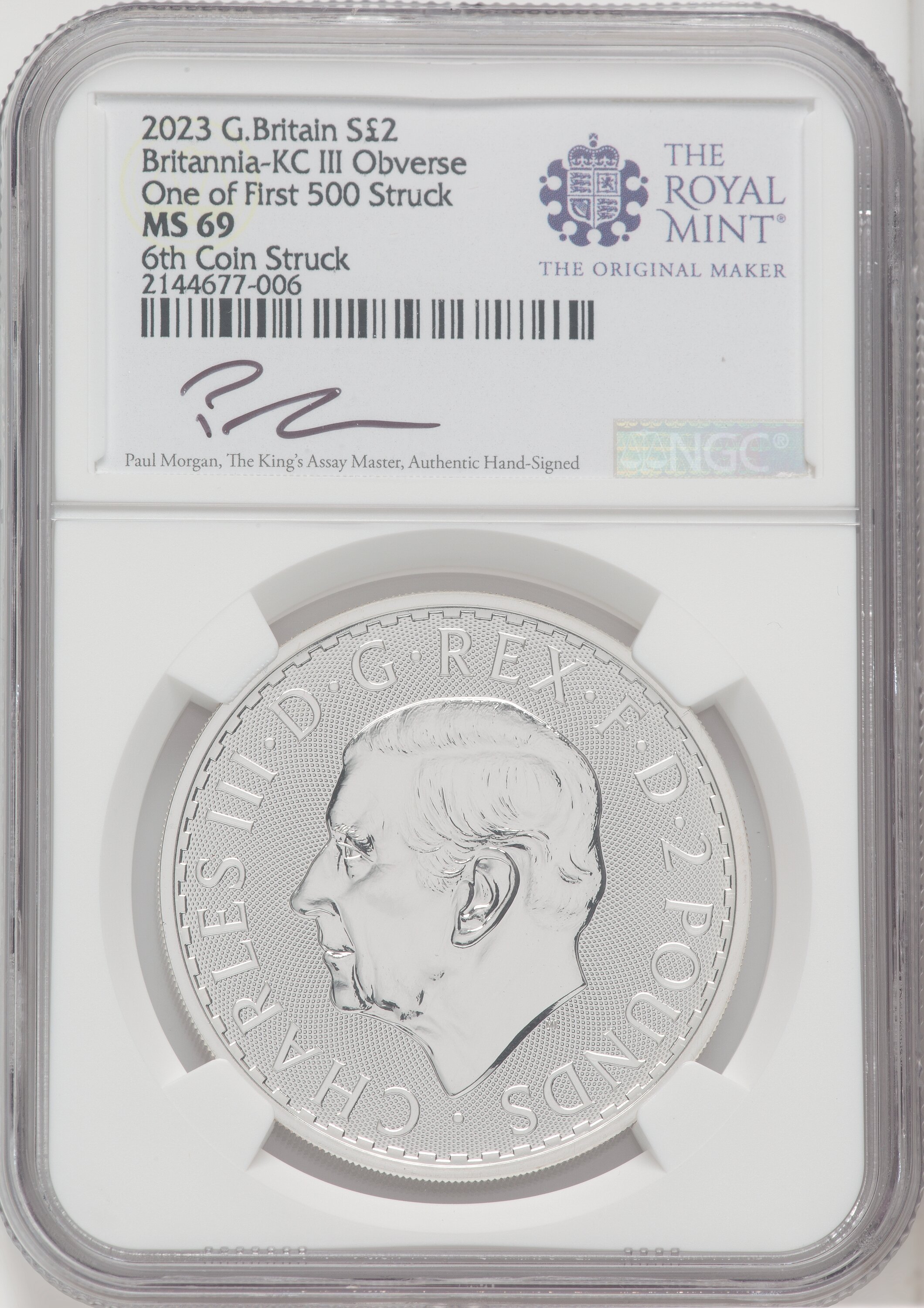 2023 G.B. S2 BRITANNIA-KC III OBVERSE 6TH COIN STRUCK 69 NGC