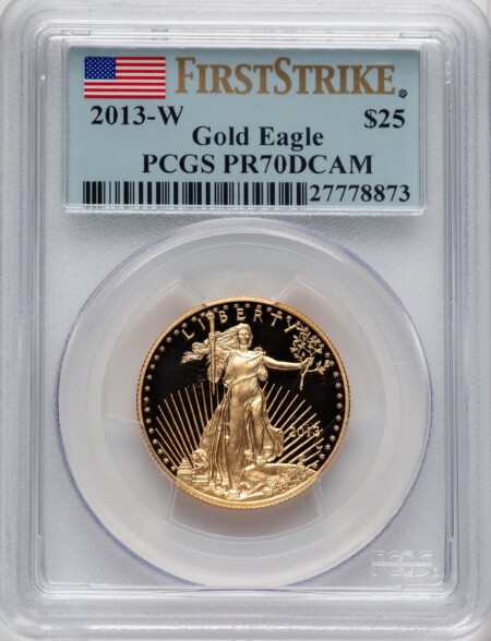 2013-W $25 Half-Ounce Gold Eagle, First Strike, PR DC FS Flag 70 PCGS