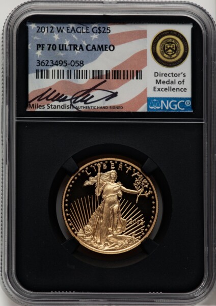2012-W $25 Half-Ounce Gold Eagle PR, DC Miles Standish 70 NGC