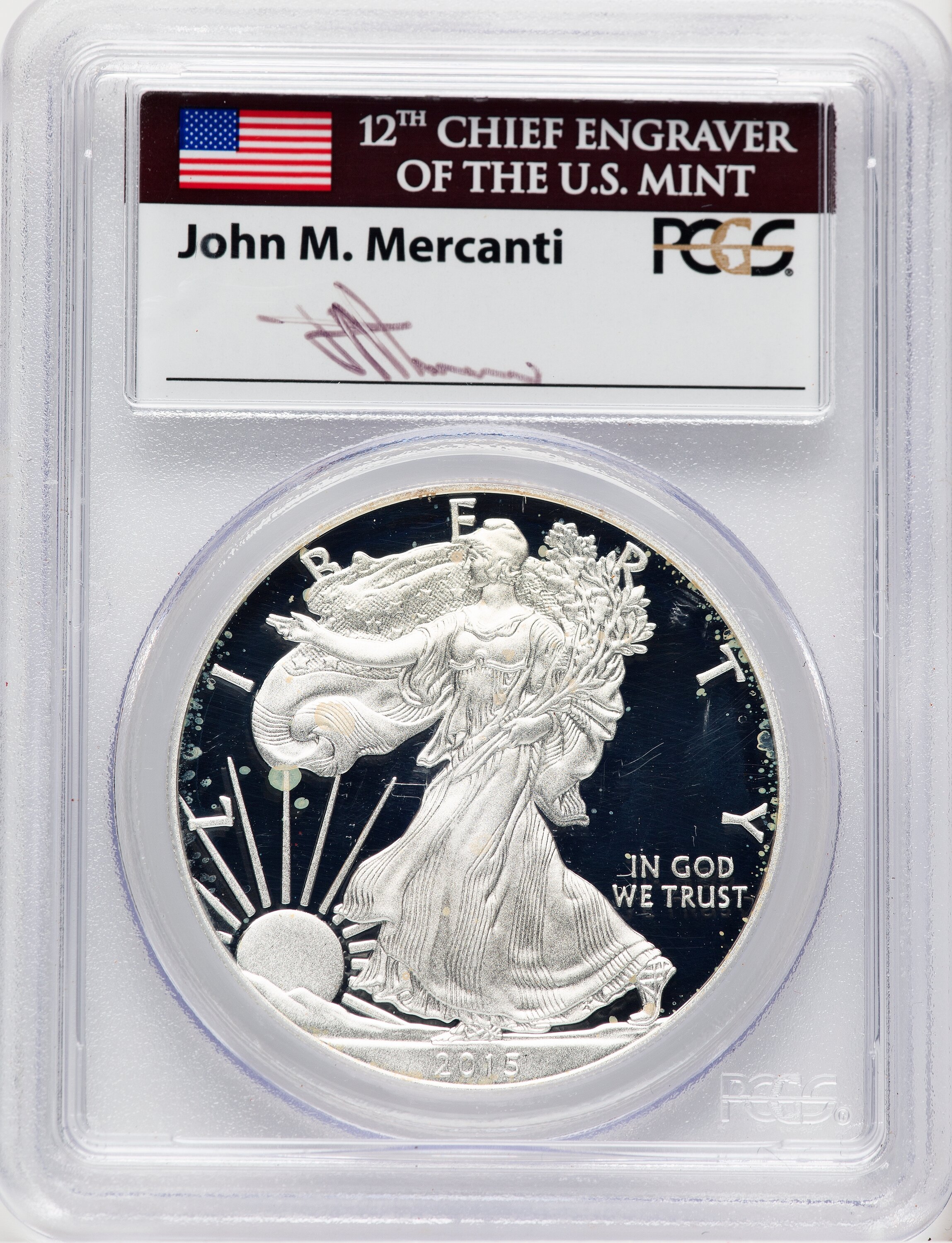 2015-W Proof Silver Eagle 1 oz FDI John Mercanti Washington 70 PCGS