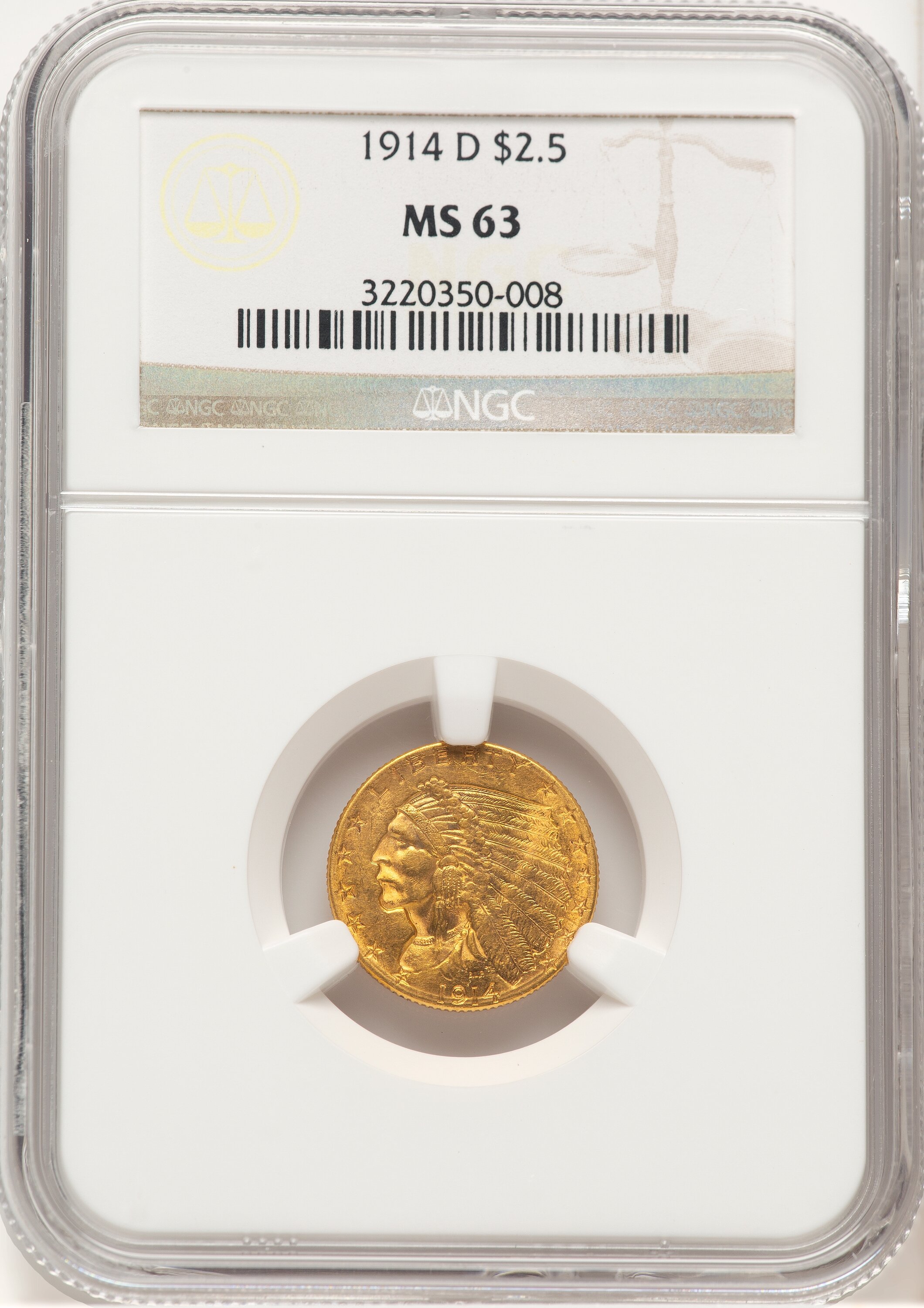 1914-D $2 1/2 63 NGC