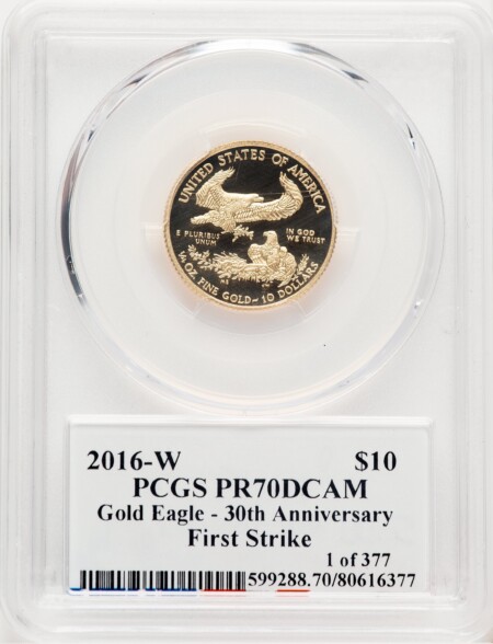 2016-W Proof Gold Eagle 1/4 oz FS Ed Moy 70 PCGS