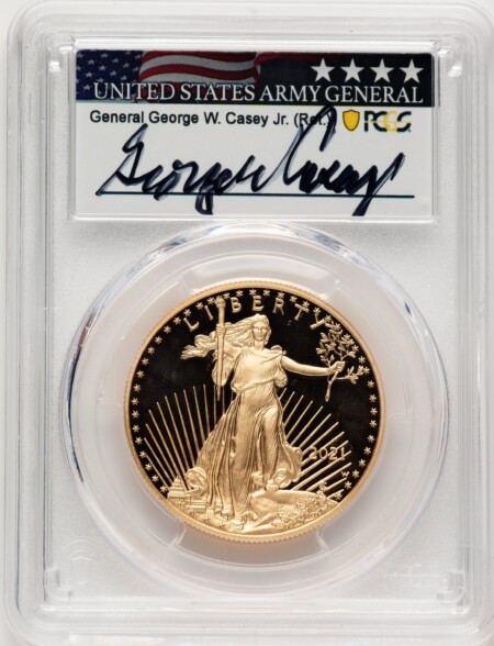 2021-W $50 One Ounce Gold Eagle, Type One, First Strike,  DC FS George Casey 70 PCGS