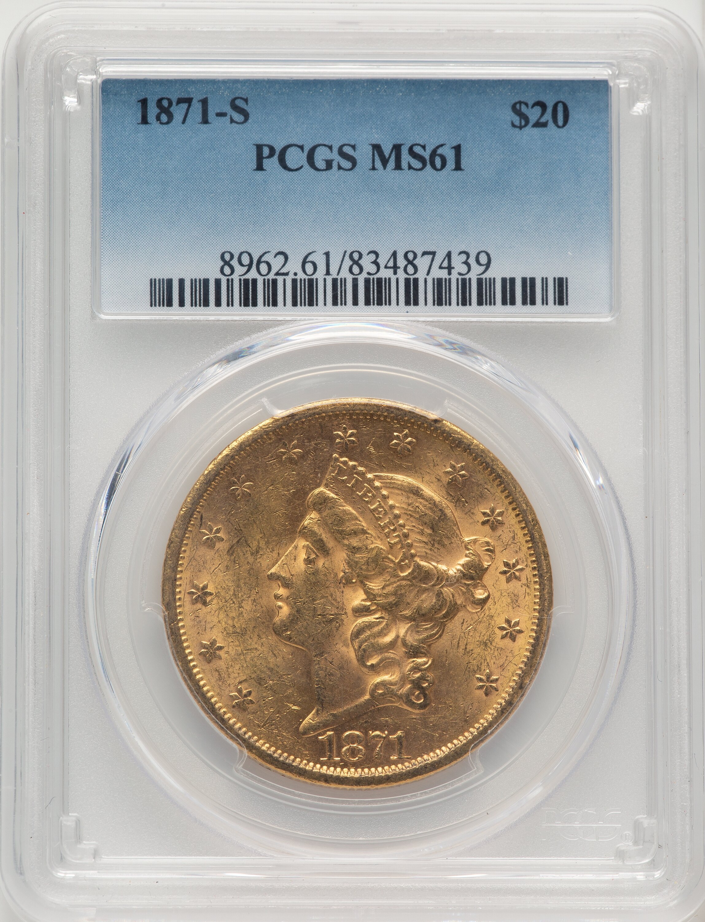 1871-S $20 61 PCGS