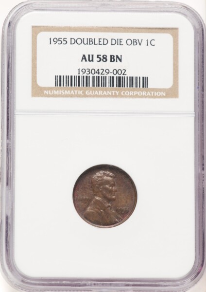 1955 1C Doubled Die Obverse, FS-101, MS, BN 58 NGC