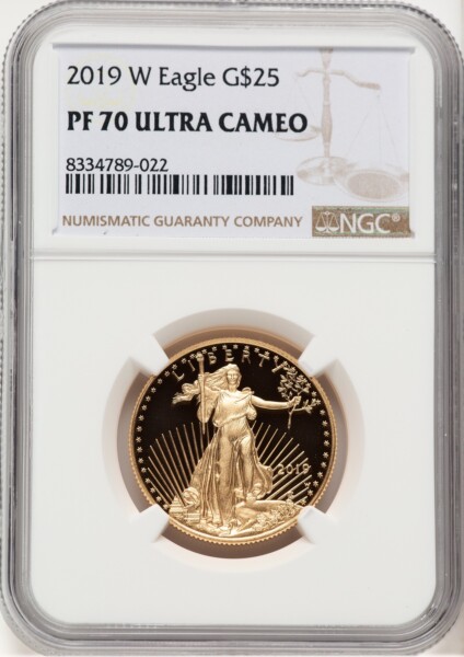 2019-W Proof Gold Eagle 1/2 oz Brown Label 70 NGC