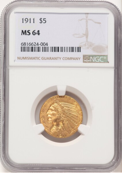 1911 $5 64 NGC