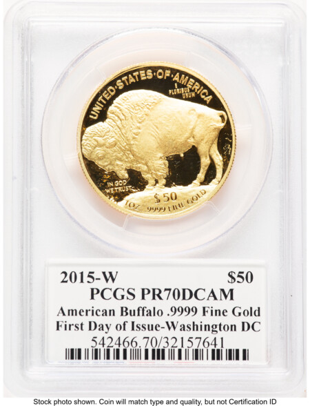 2015-W Proof Gold Buffalo 1 oz FDI Ed Moy Washington DC 70 PCGS