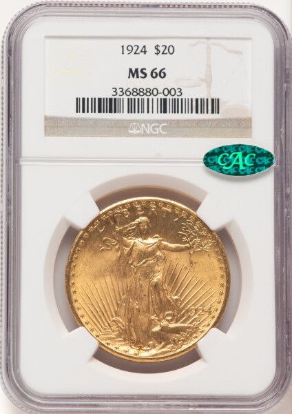 1924 $20 Saint CAC 66 NGC