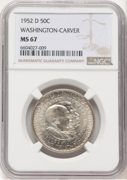 1952-D 50C Washington-Carver, MS 67 NGC