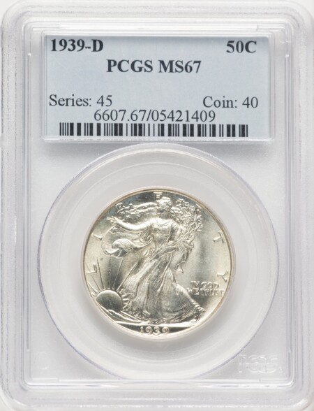 1939-D 50C, MS 67 PCGS