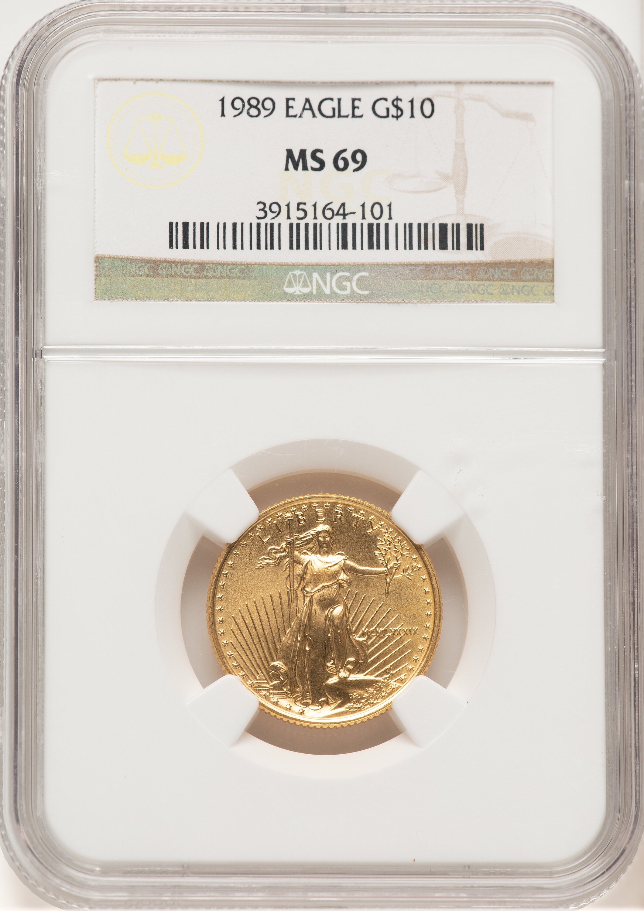 1989 Gold Eagle 1/4 oz Brown Label 69 NGC