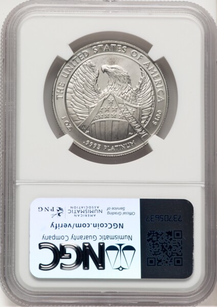 2007-W $100 One-Ounce Platinum Eagle, Burnished, SP Brown Label 70 NGC