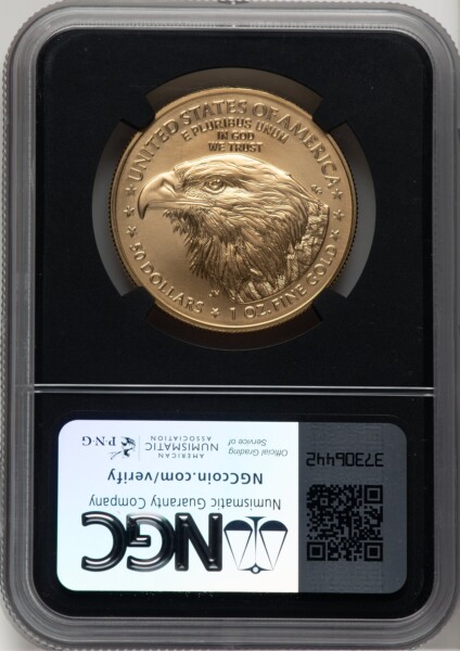 2021-W One-Ounce Gold Eagle, Type Two, Burnished, MS Anna Cabral Blk Core 70 NGC
